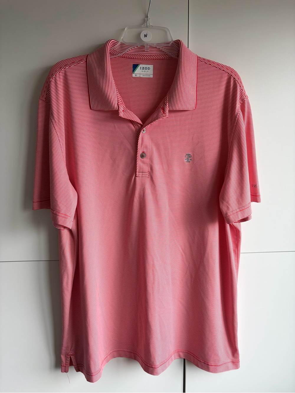 IZOD Golf Men’s Red White Stripe Polo Shirt Size XL